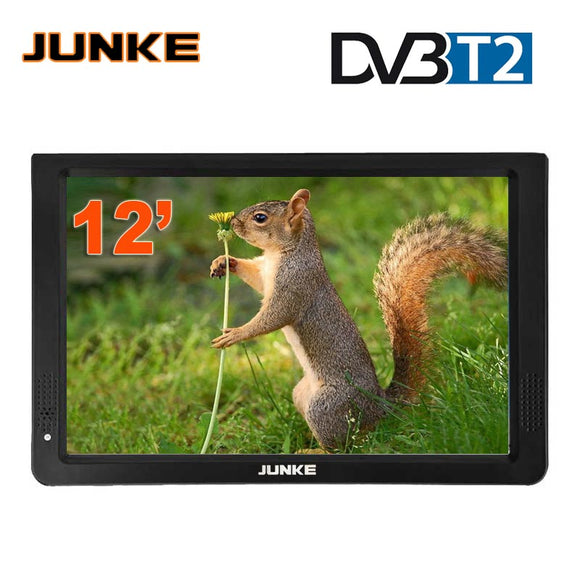 JUNKE HD Portable TV 12 Inch Digital And Analog Led Televisions Support TF Card USB Audio Video Player Car Television DVB-T2