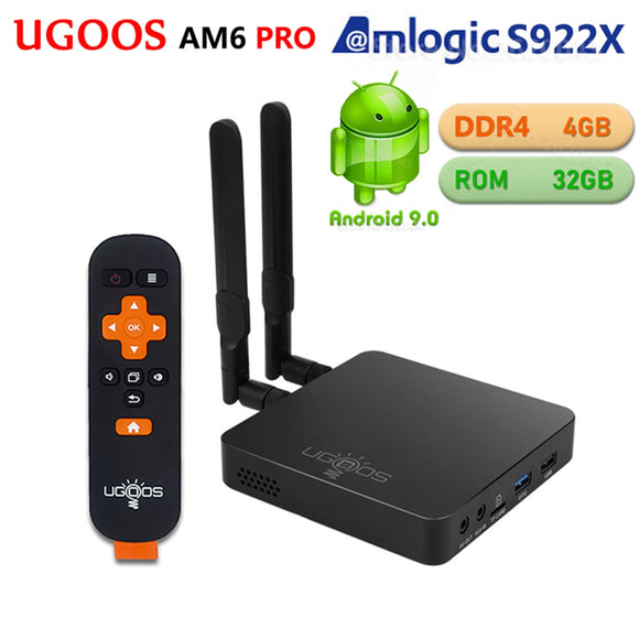 UGOOS AM6 PRO 4GB DDR4 32GB ROM Amlogic S922X Smart Android 9.0 TV Box 2.4G 5G WiFi 1000M LAN Bluetooth 4K HD Media Player AM6