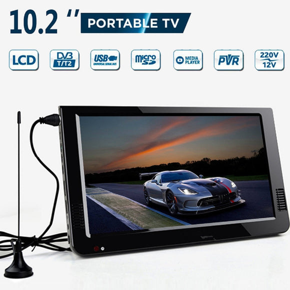 Outdoor 10.2 Inch 12V Portable Digital Analog Television DVB-T / DVB-T2 TFT LED HD TV Support TF Card USB Audio Car Television