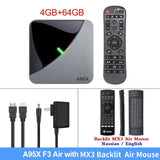 RGB Light Android 9.0 TV BOX Amlogic S905X3 A95X F3 Air Max 4GB RAM 64GB ROM A95X F3 TV Box Smart 8K Media Player Dual Wifi 1G8G