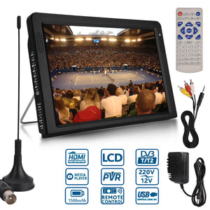 10.2 Inch 1080P PVR 12V Portable DVB-T/DVB-T2 TFT LED HD TV Television Digital Analog AC/DC